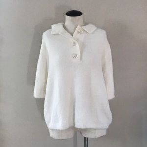 Half sleeve eyelash button down sweater
